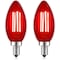 Luxrite B11 LED Red Light Bulbs 4.5W 40W Equivalent Colored Glass E12 Candelabra Base, 2PK LR21740-2PK - alternate 1